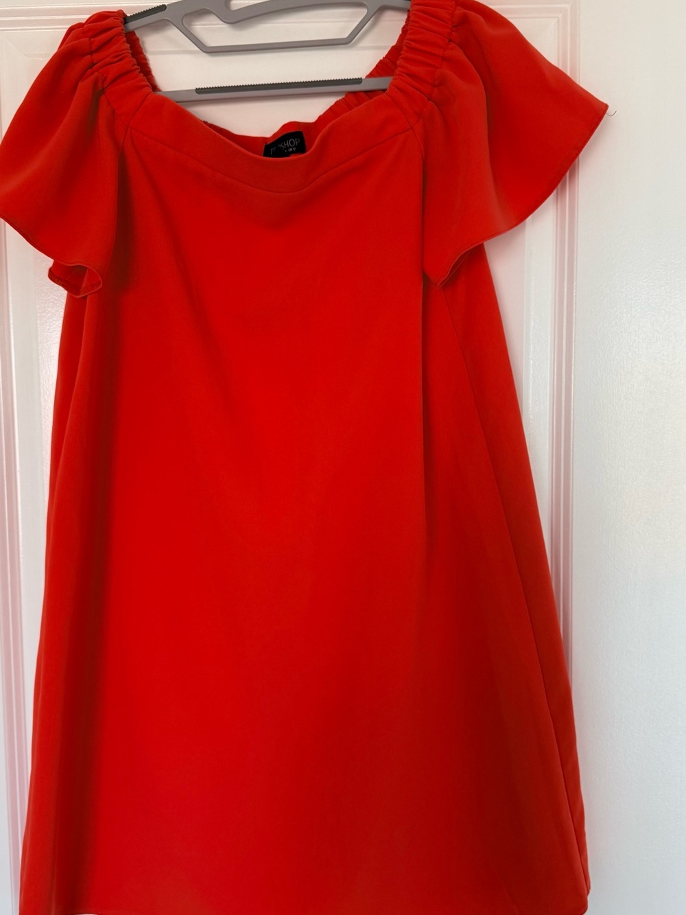 Topshop Bright orange Off-Shoulder Casual Dress